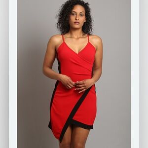 *NWT* ❤️‍🔥 Rue21 Sz Medium Red & Black Asymmetrical Thin Strap Party Dress Y2K